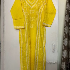 Chikankari Yellow Kurti