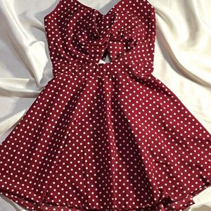 Cherry Red- Dotted Dress