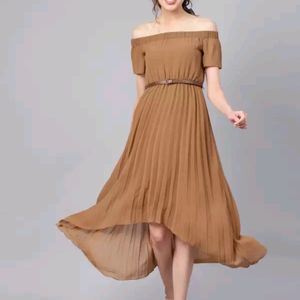 Brown Off Shoulder Dress