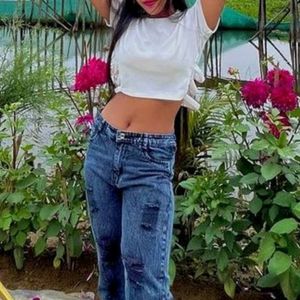 White Stylish Crop Top For Women