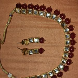 Kundan Set With Maroon Pearls