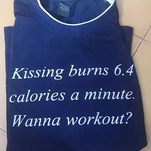 Kiss Wording T Shirt | Navy Blue