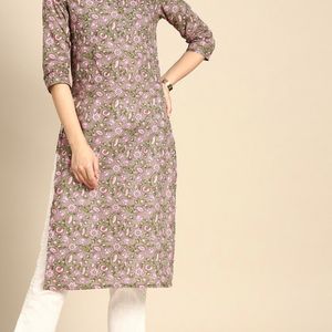 Women Grey And Pink Kurta