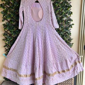 Lavender Color Pure Georgette Lucknowi Anarkali