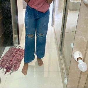 💓women modern edge knee-slit jeans💓