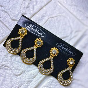 Golden Jhumka Earrings Set