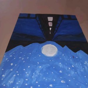 blue night landscape ||oil Pastel Drawing ||