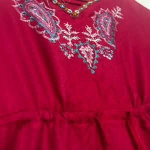 Red, short frock Kurti