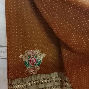 Brown Work Saree