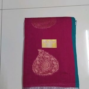 Beetroot Colour Silk Cotton Saree...