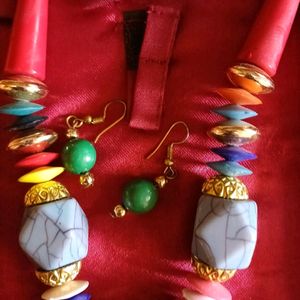 Long Necklace With Earrings