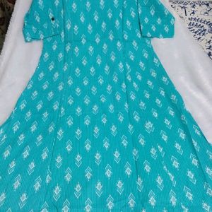 🌊Sea Green Beautiful Aline Kurti With Pockets I