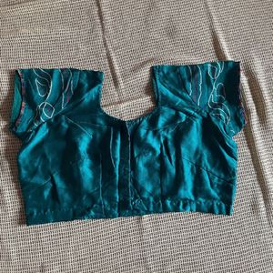 Green Bandhani Saree With Stitched Blouse