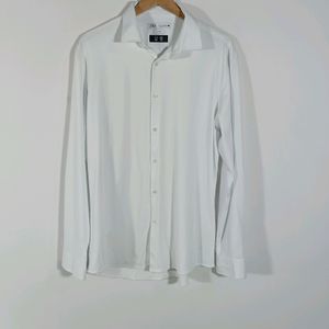 White Plain Slim Fit Casual Shirt (Men)