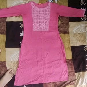 Morpankh Pink Cotton Kurta For Women