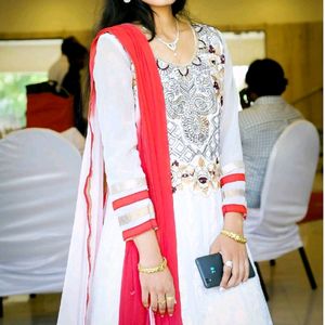 White And Red Long Gown