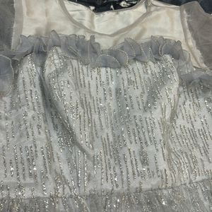 Silver Girls Gown For Party Wear