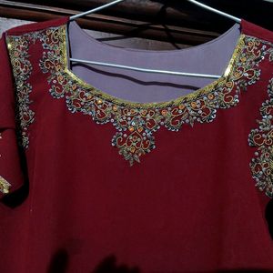 marron And Gray Coloured Eithinic Salwar Suit