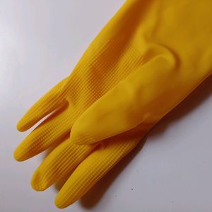 Rubber Yellow Kitchen Gloves For Washing Cleaning