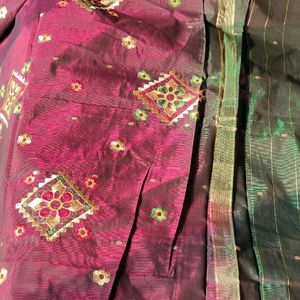 Magenta Cotton Silk Saree (Women)