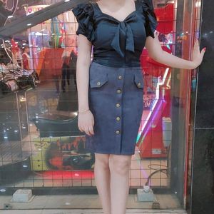 Leather Swade Korean Skirt