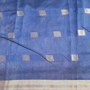 Peacock Blue Grand Saree with Contrast Blouse