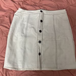 White faux leather skirt