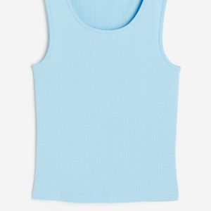 H&M Pastel Blue Ribbed Vest Top