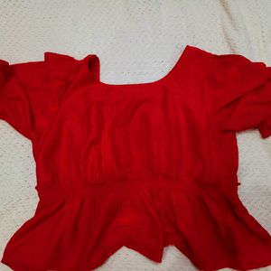 Red Peplum Top For Women