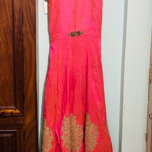 3layer Peach Color Designer  Work Boutique Frock