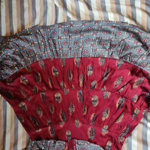 Rusted Red And Gray Coloured Kurthi