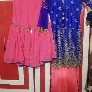 Women's Net Semi-stitched Garara Suit