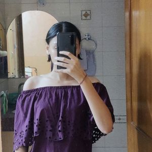 Purple Off shoulder Top