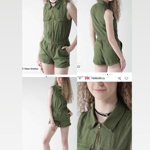 Denim Playsuit Olive Green 🫒