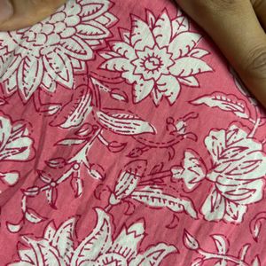 Pink Cotton Kurta Set (Women)