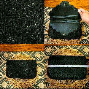 Black Sparkle Beaded Clutch