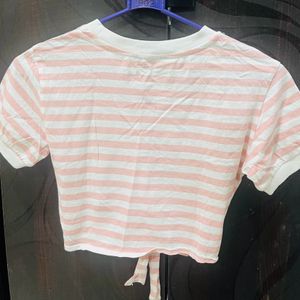 Shein Pink Striped Crop Top