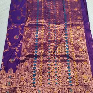 Silk Saree With Copper Weving