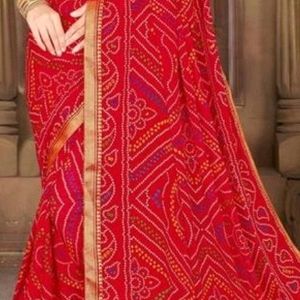 Red Bandhani Saree