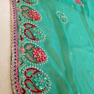 Green Embellished Dupatta