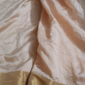 Peach Colour Saree (Unstitched Blouse)