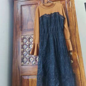 Offer!!!Brown Soft Skater One Piece Dress (NEW)