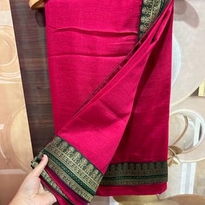 Beautiful Pink Saree With Green Border