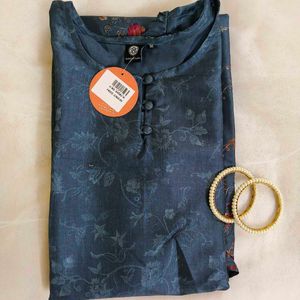 VAIDEHI BLUE GREY KURTI SET