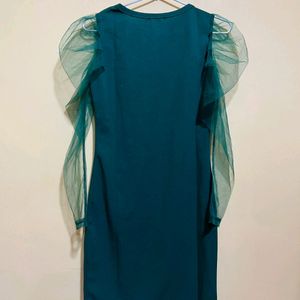 New Midi Dress With Net Sleeves