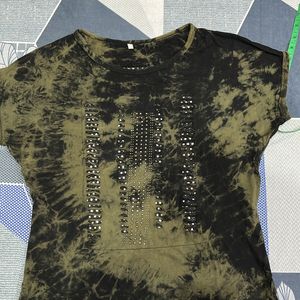 Olive Color Tie N Die Tshirt