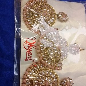 Artificial Golden Maang Tika & Earrings Set