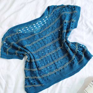 Pinterest Crochet Knit Blue Up & Down Top