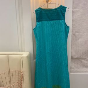 FabIndia Sea Green Sleeveless Kurti Top