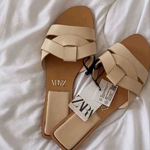 Zara Brown Beige Flats